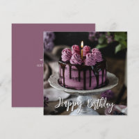 Elegant Lila Cake Birthday Greeting