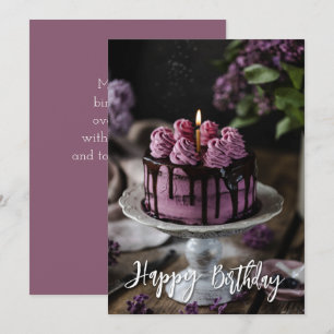 Elegant Lila Cake Birthday Wenskaart Kaart