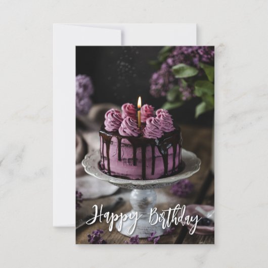 Elegant Lila Cake Small Birthday Greep Kaart (Voorkant)