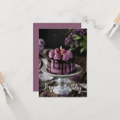 Elegant Lila Cake Small Birthday Greep Kaart (Voorkant / Achterkant in situ)