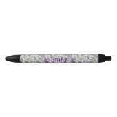 Elegant Lila en Sage gepersonaliseerde bloemen Zwarte Inkt Pen (Voorkant)