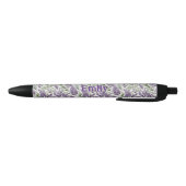 Elegant Lila en Sage gepersonaliseerde bloemen Zwarte Inkt Pen (Bodem)
