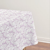 Elegant Lila Floral Scroll Pattern op White Tafelkleed (Voorbeeld)