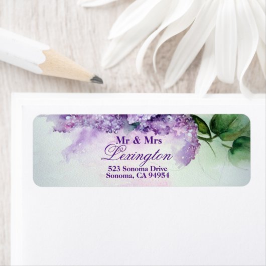 Elegant Lila Flowers Address Return Labels (Insitu)
