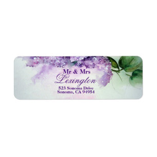 Elegant Lila Flowers Address Return Labels