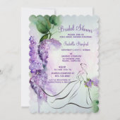 Elegant Lila Flowers Bridal Shower Uitnodiging (Voorkant)