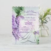 Elegant Lila Flowers Bridal Shower Uitnodiging (Staand voorkant)