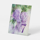 Elegant Lila Flowers Table Number Reclamebord Met Voetstuk (Voorkant)
