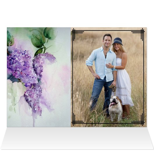 Elegant Lila Flowers Weddenschap Hartelijk dank (Binnen Horizontaal (Boven))