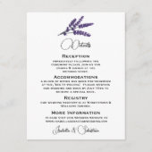 Elegant Lila Flowers Wedding Informatiekaartje (Voorkant)