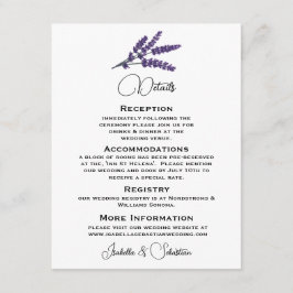 Elegant Lila Flowers Wedding Informatiekaartje