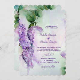 Elegant Lila Flowers Wedding Invitations Kaart