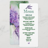 Elegant Lila Flowers Wedding Menu (Voorkant / Achterkant)
