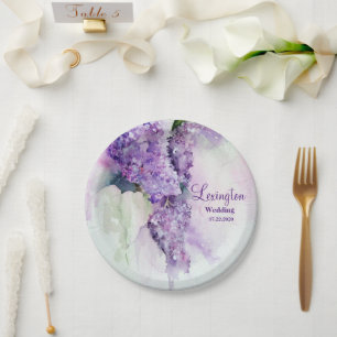Elegant Lila Flowers Wedding Papieren Bordje