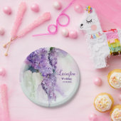 Elegant Lila Flowers Wedding Papieren Bordje (Feest)