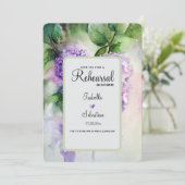 Elegant Lila Flowers Wedding Rehearsal Dinner Kaart (Staand voorkant)