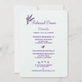 Elegant Lila Flowers Wedding Rehearsal Dinner Kaart (Achterkant)