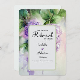 Elegant Lila Flowers Wedding Rehearsal Dinner Kaart