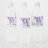 Elegant Lila Flowers Wedding Waterfles Etiket (Flessen)