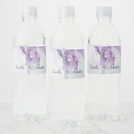 Elegant Lila Flowers Wedding Waterfles Etiket
