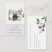 Elegant Lila fotografie van Floral Camera Visitekaartje (Voorkant / Achterkant)