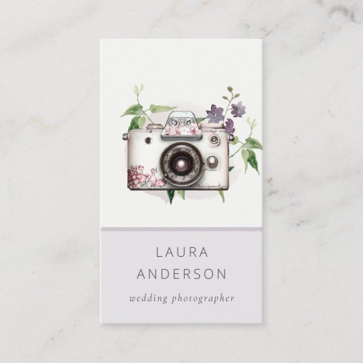 Elegant Lila fotografie van Floral Camera Visitekaartje (Voorkant)