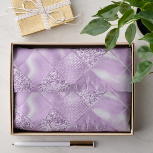 Elegant Lila Glitter Diamond Lattice Pattern Tissuepapier (Geschenk)