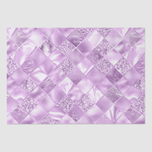 Elegant Lila Glitter Diamond Lattice Pattern Tissuepapier (Voorkant)