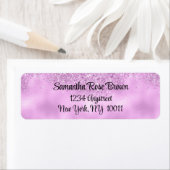 Elegant Lila Glitter & Folie Retour Adreslabel Etiket (Insitu)