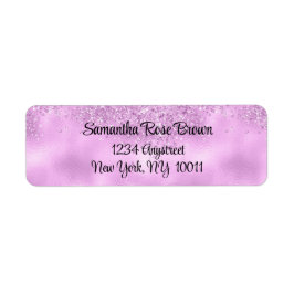 Elegant Lila Glitter & Folie Retour Adreslabel Etiket