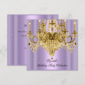 Elegant Lila gouden kroonluchter verjaardagsfeestj Kaart (Voorkant / Achterkant)