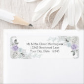 Elegant Lila ijsblauw en witte rozen Etiket (Insitu)