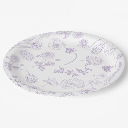 Elegant Lila Lavendel Bloementuin Papieren Bordje (Gekanteld)