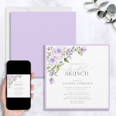 Elegant Lila Lavender Botanische Bridal Brunch Kaart