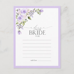 Elegant Lila Lavender Floral Advice aan de Bride Briefkaart