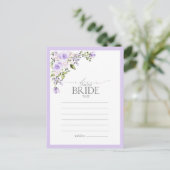 Elegant Lila Lavender Floral Advice aan de Bride Briefkaart (Staand voorkant)
