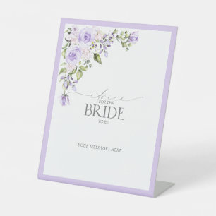 Elegant Lila Lavender Floral Advice aan de Bride Reclamebord Met Voetstuk