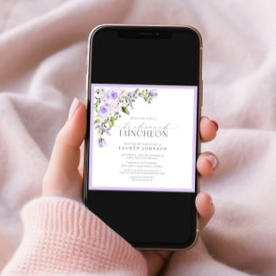 Elegant Lila Lavender Floral Bridal Luncheon Kaart