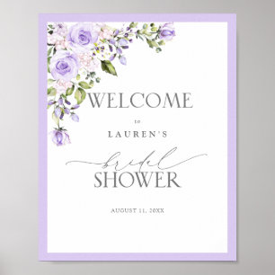 Elegant Lila Lavender Floral Bridal Welkom Poster
