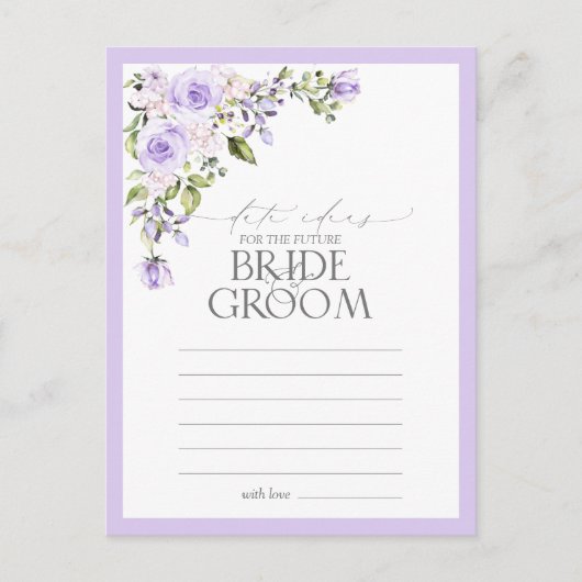 Elegant Lila Lavender Floral Date Ideeën Briefkaart (Voorkant)