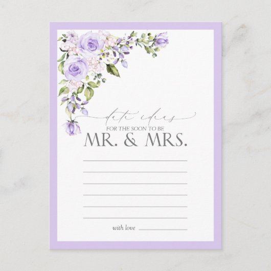 Elegant Lila Lavender Floral Date Ideeën Briefkaart (Voorkant)