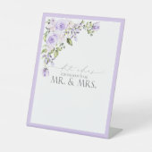 Elegant Lila Lavender Floral Date Ideeën Reclamebord Met Voetstuk (Voorkant)