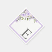 Elegant Lila Lavender Floral Initiaal Monogram Servet (Hoek)
