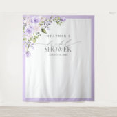 Elegant Lila Lavender Floral Shower Foto Booth Wandkleed (Voorkant)