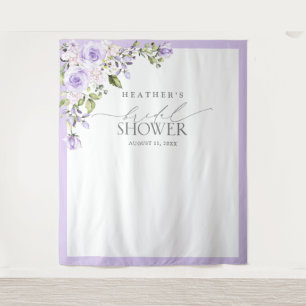 Elegant Lila Lavender Floral Shower Foto Booth Wandkleed
