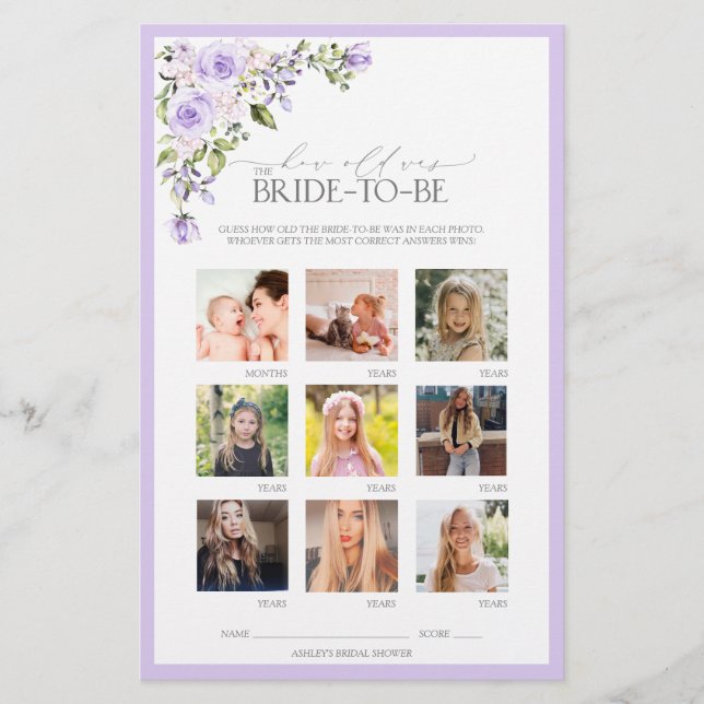 Elegant Lila Lavender Floral Vrijgezellenfeest Gam (Voorkant)