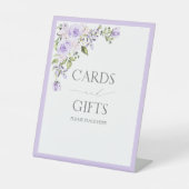 Elegant Lila Lavender Floral Vrijgezellenfeest Gif Reclamebord Met Voetstuk (Voorkant)