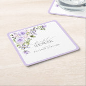 Elegant Lila Lavender Floral Vrijgezellenfeest Kartonnen Onderzetters (Schuin)