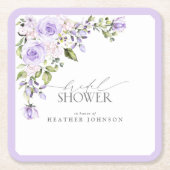 Elegant Lila Lavender Floral Vrijgezellenfeest Kartonnen Onderzetters (Voorkant)