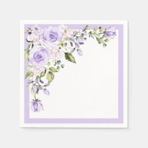 Elegant Lila Lavender Floral Vrijgezellenfeest Servet